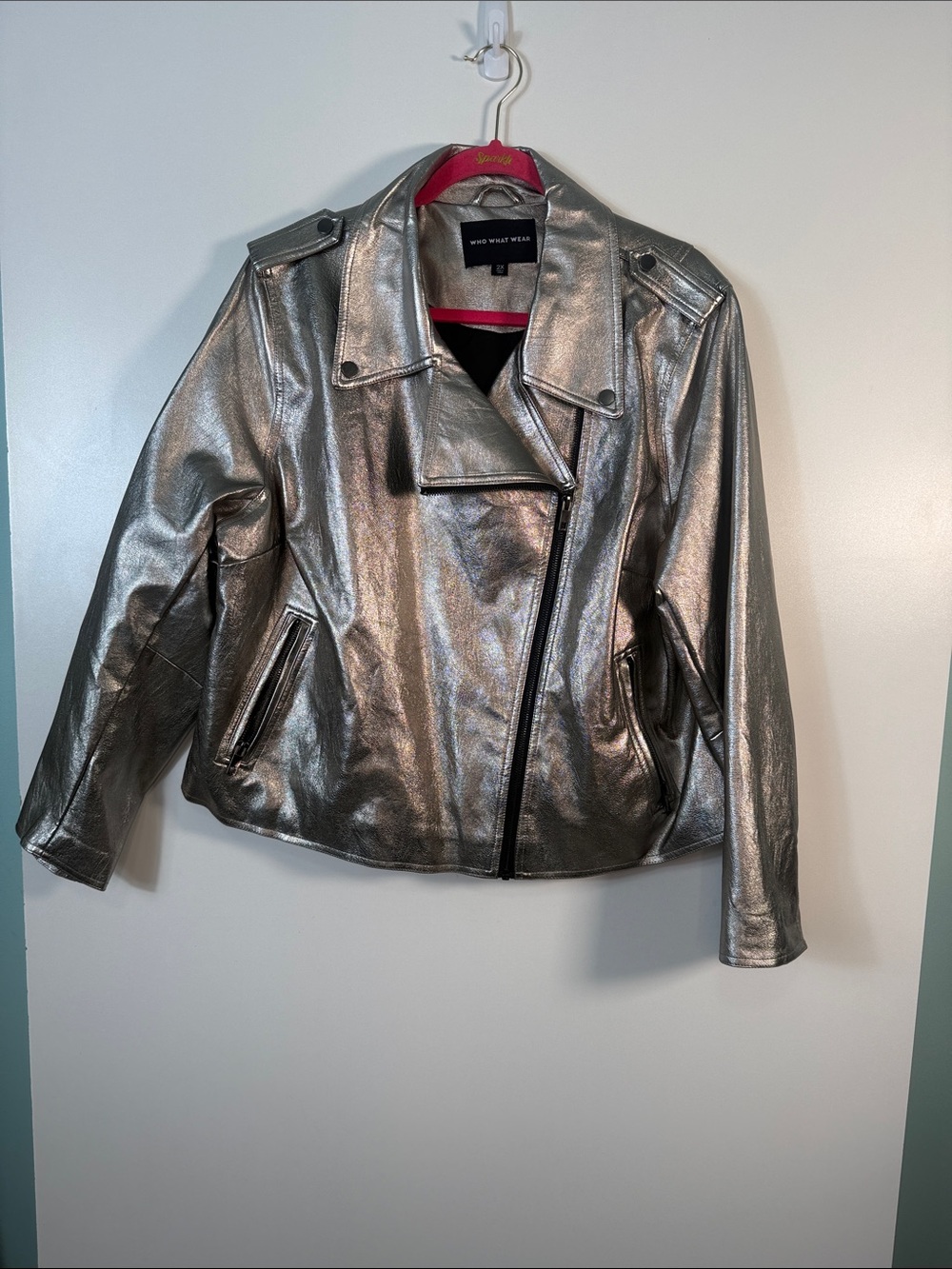 Who What Wear Silver Metallic Moto Jacket size 2X